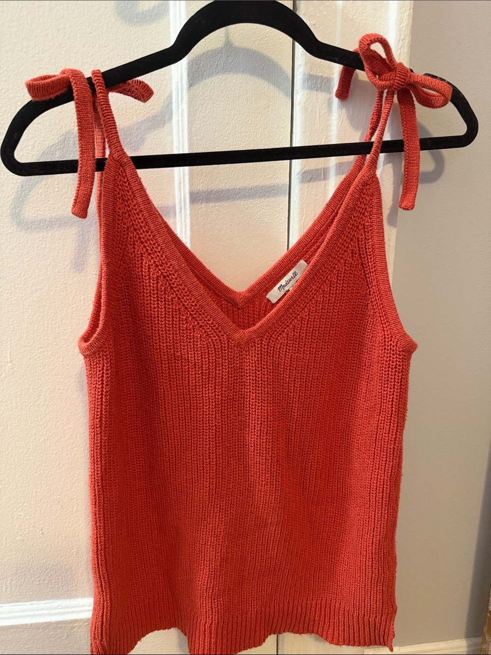 Madewell Coral Knit Tie-Shoulder Tank Top